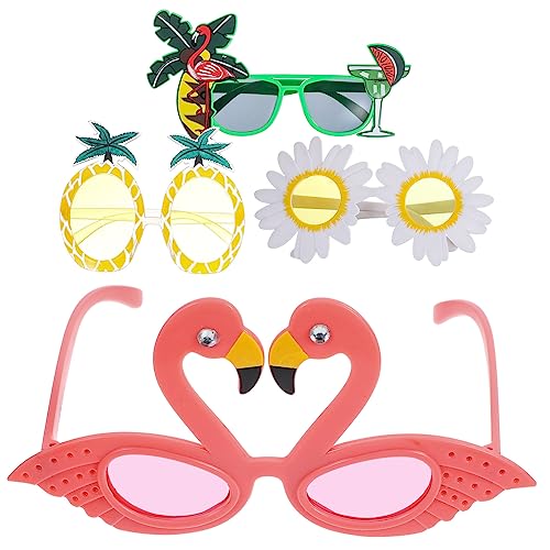 OATIPHO 4 Stück Hawaiianische Brille Dekorationen Trinkgläser Schwimmbad Cocktailgläser Luau-partyzubehör Retro-sonnenbrille Rave Steampunk-sonnenbrille Favorisieren Herz-party-brille Stk von OATIPHO