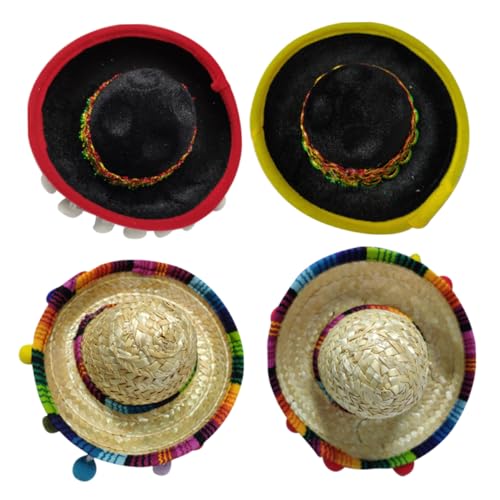 OATIPHO Haarreifen in Form Eines Mexikanischen Hutes 4 Stück Mini-sombrero-stirnbänder Vielseitig Einsetzbar Für Jungen Und Mädchen Erwachsene Für Festivals Partys Und Haustierzubehör von OATIPHO