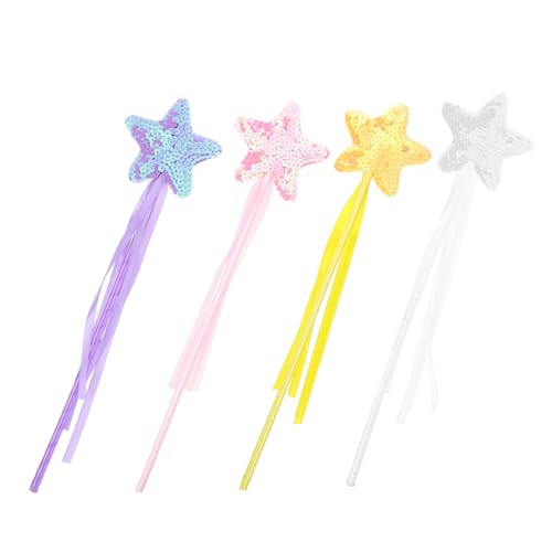 OATIPHO 4 Stück Zauberstab Fairy Wand Kinder Toy for The Teachers für Kinder Accessoires Fasching b Toys Pentagramm-Fee-Zauberstäbe Feenstab für Mädchen Partystäbe Stoff von OATIPHO