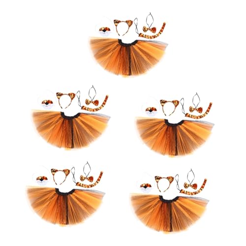 OATIPHO 5 Sets Tiger Dress Up Anzug Dekor Haarband Stirnband Haargummi Abschlussball Anzug Rock Party Kopfschmuck Cosplay Tiger Requisiten Tiger Ohr Haarband Cosplay Versorgung Tiger von OATIPHO