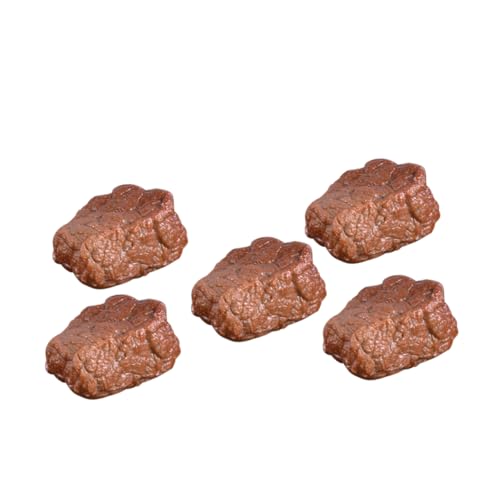 OATIPHO 5st Beef-Nugget-Modell Gekochtes Fleisch-Modell Künstliches Steak Simuliertes Steak Simuliertes Fleisch Realistisches Rindfleisch Lebensechtes Lebensmittelmodell PVC Brown von OATIPHO