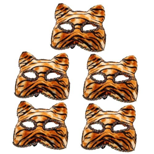 OATIPHO 5st Maskentanz Tiger Halbgesichtsmaske Tigermaske Für Maskeradeparty Maskerade-party-maske Kostüm-party-maske Cosplay-partymaske Tigermaske Für Karneval Tier Bilden Stoff von OATIPHO