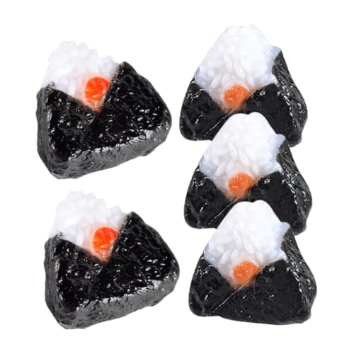 OATIPHO 5st Sushi-reisbällchen Kleines Reisbällchenmodell Miniatur-Snack Puppenhaus-Snack Miniatur-puppensnack Mini-reisbällchen Zur Präsentation Puppenhaus Lebensmittelmodell PVC Black von OATIPHO