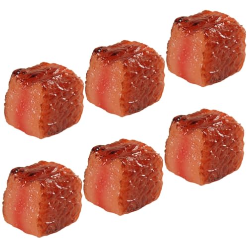 OATIPHO 6st Simulierte Rindernuggets Fake-Fleisch-Modell Gefälschtes Gekochtes Fleisch Simulationsfleisch Restaurant-Requisite Gefälschte Lebensmittel Realistisch Küchendekor PVC Brown von OATIPHO