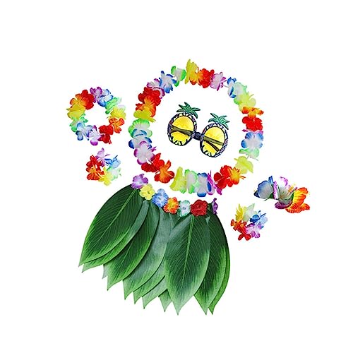 OATIPHO 7st Luau Partyrock Luau-kostüm Blumen-leis-halsketten Hawaiianischer Wickelrock Hawaiischer Grasrock Ananas-sonnenbrille Für Damen Hawaii-blumen-halskette von OATIPHO