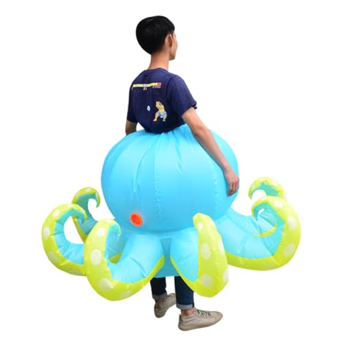 OATIPHO Aufblasbarer Oktopus anzug Oktopus-Ballons aufblasbare Anzüge für Erwachsene Freudenkostüm Froschkostüm aufblasbares tier inflatable costume Oktopus-Kleidung Cosplay-Body Sky-blue von OATIPHO