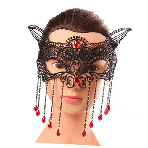 OATIPHO Damen Maske Für Maskenball Elastische Spitzen Maske Mit Quasten Für Karneval Halloween Und Kostümparty Elegantes Party Accessoire Für Frauen Und ädchen von OATIPHO