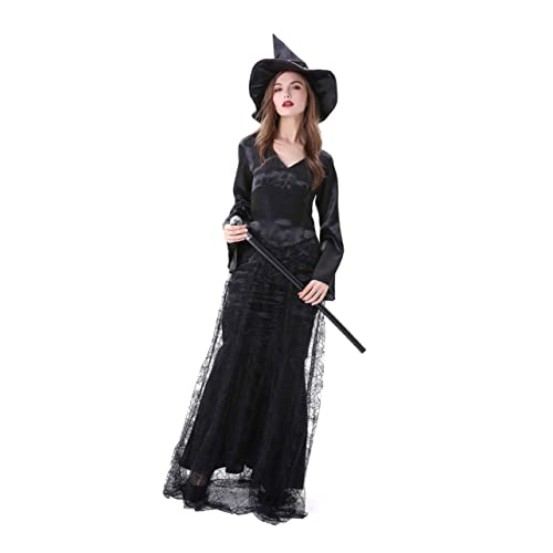 OATIPHO Halloween Damen Kleid Mit Spinnennetz Hexenkostü Set Für Cosplay Und Maskerade Größe L Empfohlene Körpergröße 163 von OATIPHO