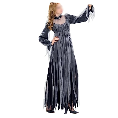 OATIPHO Kostüm für Damen Teufelskleid für Halloween Hexenkleid für Erwachsene Cosplay Maskerade Größe Xl Grau Gewicht 58 – 63 Kg von OATIPHO