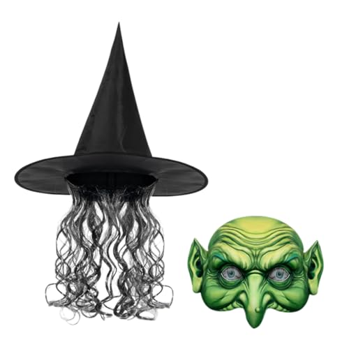 OATIPHO 1satz Hexenperücken-set Mit Hut Und Maske Für Halloween Stylischer Hexenhut Mit Breiter Krempe Für Karneval Kostüm-events Und Gruselige Mottopartys Hut Maske OATIPHO 1satz Hexenperücken-set Mit Hut Und Maske Für Halloween Stylischer Hexenhut Mit Breiter Krempe Für Karneval Kostüm-events Und Gruselige Mottopartys Hut Maske von OATIPHO