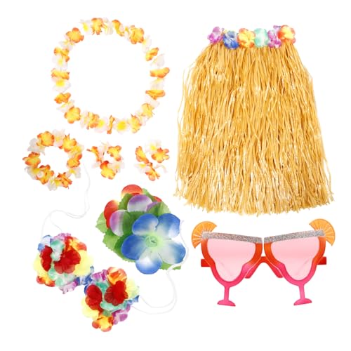 OATIPHO Hawaii Party Dekoration Set 8 Teiliges Kostü Zubehör Mit Hula Rock Blumenkranz Sonnenbrille Und Haarschmuck Für Perfekt Für Sommerfest Luau Strandparty Und Mottoparty von OATIPHO