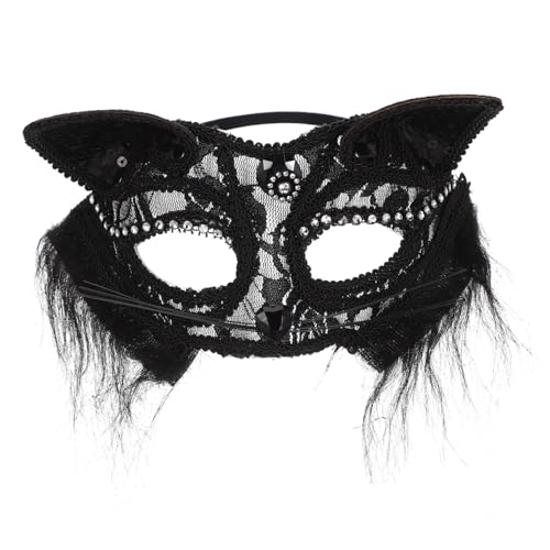 OATIPHO Katzengesicht Maskerade Abschlussball Schmuck Halbes Halloween Gesicht Kostüm Katze Frauen Kostüm Party Gesicht Dekore Maskerade Requisiten Gruselig Kunststoff Schwarz von OATIPHO