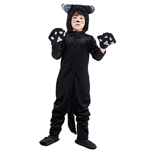 OATIPHO Kreatives Halloween Kostü Für Schwarze Katze Cosplay Outfit XL Für Fasching Und Karneval Lustige Verkleidung Für Jungen Und ädchen Katzenkostü Set von OATIPHO