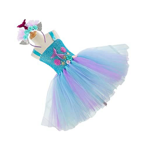 OATIPHO Mädchen Tutu Rock Im Meerjungfrauen Stil Festliches Cosplay Kostüm Für Partys Und Geburtstage Inklusive Haaraccessoire Größe 6 7 Jahre Ideal Für 120 Cm Große von OATIPHO