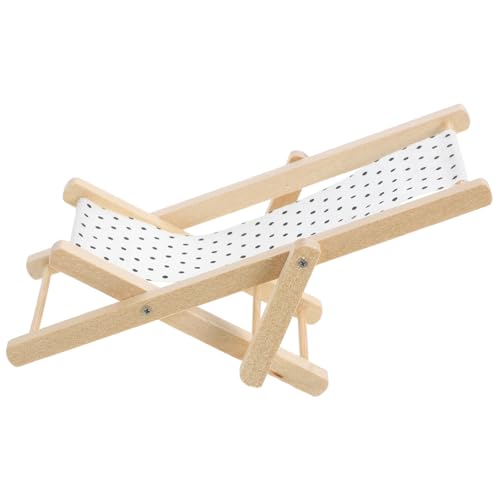 OATIPHO Strandstuhl Puppenhaus Strandkorb Miniaturmöbel Stühle Puppenhausmöbel Chaiselongue Chaiselongue Liegestuhl Miniaturstuhl Miniatur Liegestuhl Mini Klappstuhl Mini Stuhl Aus Holz Schwarz von OATIPHO