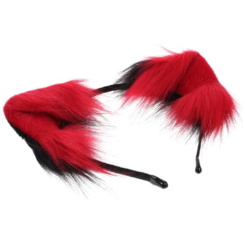 OATIPHO Plüsch-ohr-stirnband Haarband Kopfschmuck Halloween Stirnbänder Ohren Fuchs Leopard Ohrringe Kopfschmuck Stirnband Haarband Für Mädchen Party-haarband Metall Rot von OATIPHO