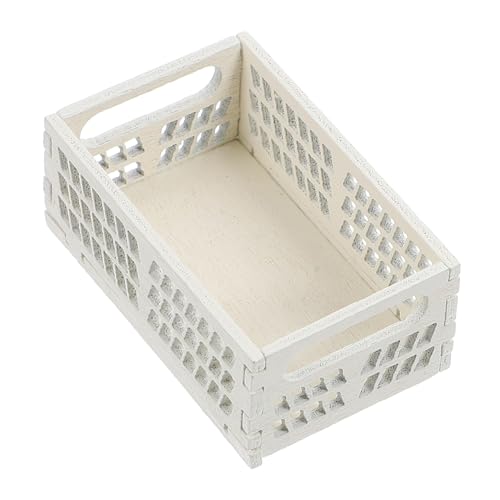 OATIPHO Puppenhaus- holztruhe klein kleine holzbox zubehör puppenhaus Toy Storage Toy Box Korb Aufbewahrungskörbe puppenhaus zubehör Mini Mini-Körbe hölzern Weiß von OATIPHO