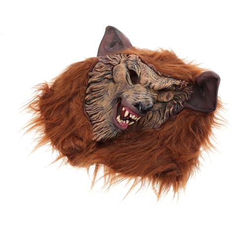 OATIPHO Werwolf Maske Halloween Kostüme Für Erwachsene Halloween Maske Pelzige Tiermaske Männer Werwolf Kostüm Halloween Wolf Head Mask Wolf Kostüm Erwachsene Wolf Masquerade Maske Kaffee von OATIPHO