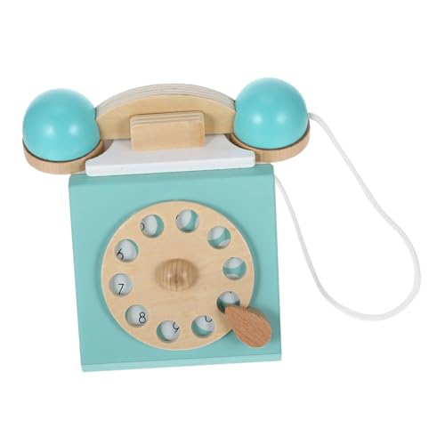 OATIPHO Telefonspielzeug Für Kinder Antikes Telefon Kindertelefon Telefon Retro Holz Telefon -Telefon Maschine Cartoon-Telefon- Zahlenerkennungsspielzeug Hölzern Weiß Kindertelefon Zum Spielen von OATIPHO