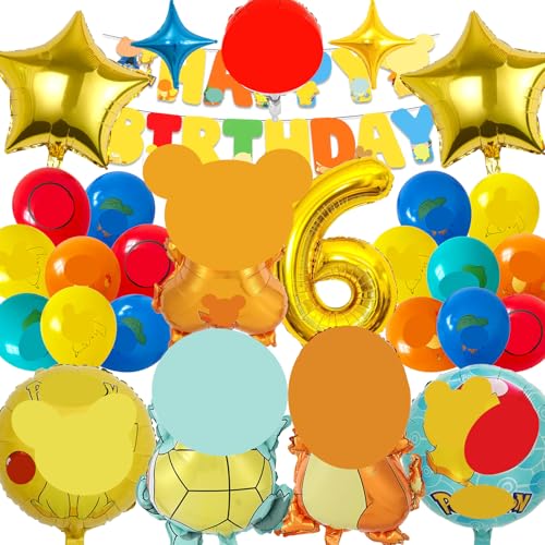 OAZEUSYN 27 Stück Geburtstagsdeko 6 Jahre Junge Mädchen, Luftballons Geburtstag Set, Kindergeburtstag Folienballon, Geburtstag Party Deko Ballons Set für Kinder (6) von OAZEUSYN