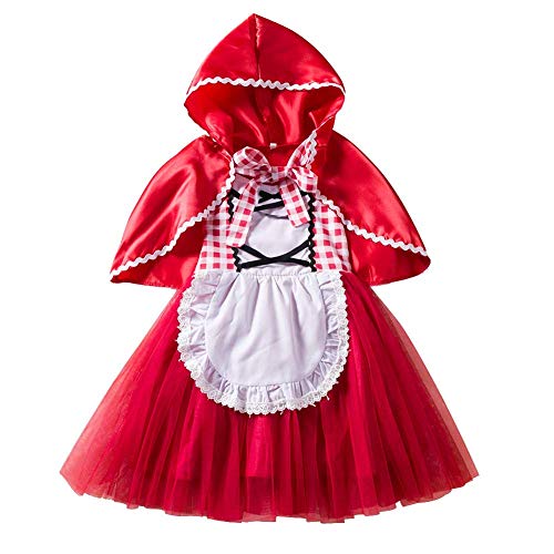 OBEEII Baby Mädchen Rotkäppchen Kostüm Kleid Kleinkind Cosplay Weihnachten Kostüme Kinder Fancy Grimms Kleider mit Rot Umhang Partykleid Faschingskostüm weihnachts Geburtstag 18-24 Monate von OBEEII