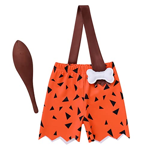 OBEEII Kleinkind Baby Mädchen Kiesel Kostüm Junge Bam Bam Kostüm Kinder Pebbles Flintstones Höhlenmädchen Kostüm Kinder Halloween Karneval Cosplay Verkleidung Junge 3-4 Jahre von OBEEII