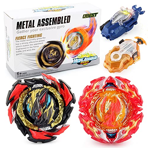 OBEST Kampfkreisel Wirbelwind Gyros, Bay Battling Tops, Metallspinnfusion 4D Gyro Fight Master Chain Launcher, Burst Toys Kreisel Battling Spielzeug Geschenk für Kinder (2 Set) von OBEST