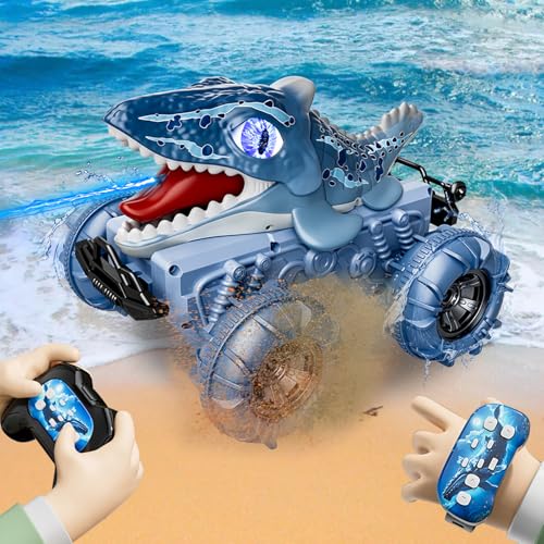 OBEST 2.4GHz Amphibisches 4WD-Ferngesteuertes Auto mit 360° Drehung,Sprühwasser, Wasserdicht, All-Terrain mit LED & 2 Akkus,Geschenk für Kinder 3-12 Jahre OBEST 2.4GHz Amphibisches 4WD-Ferngesteuertes Auto mit 360° Drehung,Sprühwasser, Wasserdicht, All-Terrain mit LED & 2 Akkus,Geschenk für Kinder 3-12 Jahre von OBEST