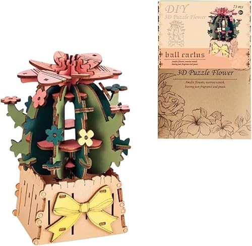 OBEST 3D Puzzle Bouquet, Holz DIY Kaktus Modell, Ewige Blumen, Wohndekoration, Geeignet für Kinder Puzzle Geschenk von OBEST