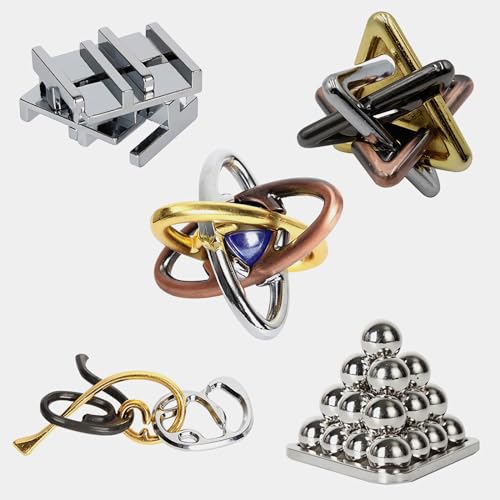 OBEST 5pcs Brainteaser Knobelspiele Metall Puzzle Set,geduldspiele für Erwachsene,IQ Puzzle Spielzeug, 3D Entsperren Puzzle,Denkspiel Bildungsspiele,Spielzeug für Jugendliche Kinder Erwachsene OBEST 5pcs Brainteaser Knobelspiele Metall Puzzle Set,geduldspiele für Erwachsene,IQ Puzzle Spielzeug, 3D Entsperren Puzzle,Denkspiel Bildungsspiele,Spielzeug für Jugendliche Kinder Erwachsene von OBEST