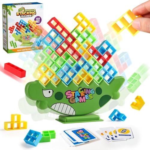 OBEST 64PCS Tower Spiel für Kinder Erwachsene,Tetris Tetra Balance Team Turm Game Montessori Spielzeug StapelspielTetris Spiel Stapelblöcke,Kinderspiel Geburtstag Geschenk von OBEST