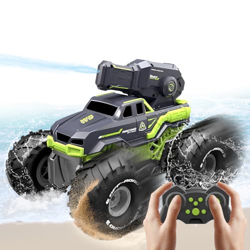 OBEST Amphibisches Ferngesteuertes Panzer Auto Mit Wasserpistole, RC Auto Boot mit schießen Wasser Spielzeug,Amphibienfahrzeug RC Stunt Auto Spielzeug Kinder Geschenke für 6+ Jahre Jungen Mädchen von OBEST