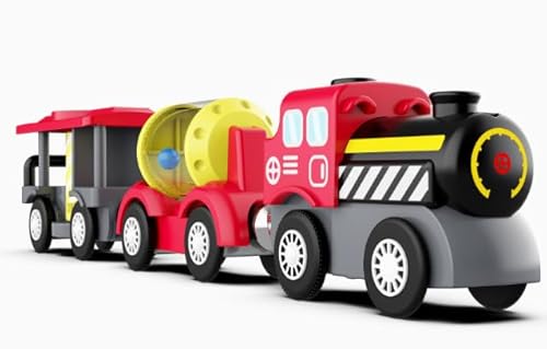 OBEST Elektrischer Zug für Kinder, batteriebetriebener Dampfzug, batteriebetriebener Dampfzug, Spielzeugauto, leistungsstarker Motorzug kompatibel mit Thomas, Brio, Holzschienen und Zug von OBEST