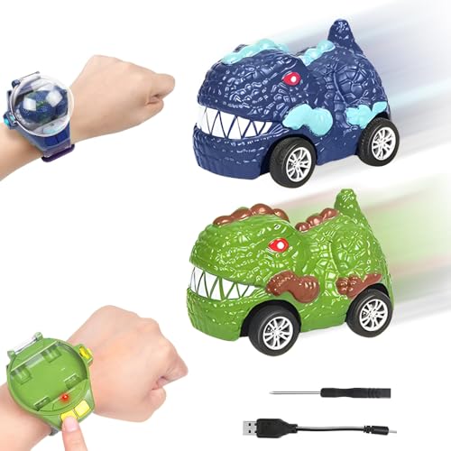 OBEST Fernbedienung Auto Uhr,2 Teiliger Mini Dinosaurier Rennwagen,2.4GHz USB Tragbares Sportspielzeug,Geschenk für Jungen und Mädchen OBEST Fernbedienung Auto Uhr,2 Teiliger Mini Dinosaurier Rennwagen,2.4GHz USB Tragbares Sportspielzeug,Geschenk für Jungen und Mädchen von OBEST