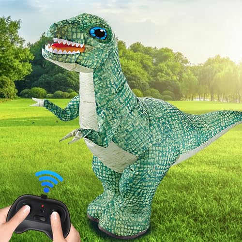 OBEST Fernbedienung Dinosaurier Spielzeug, 90CM Aufblasbarer Elektrischer Dinosaurier, 2.4GHz RC Wiederaufladbarer Ballon, 360° Rotation Gehen,Schnelle Inflation, Kinder Überraschungsgeschenk von OBEST