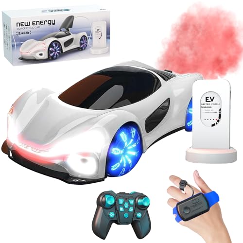 OBEST Ferngesteuertes Auto, Kinder RC Stunt Car Spielzeug mit Ladestange und Spray, RC Gestensensor Auto, elektrisches Drift Auto mit Lichtern von OBEST