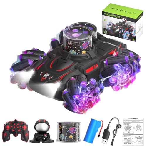 OBEST Ferngesteuertes Auto 4WD für Kinder, RC Spielzeugauto mit High Definition Projektoren und Puppen, 360° Flip Fernbedienung Drift Stuntauto mit LED Bunten Lichtern und Musik, Geschenk für Anfänger von OBEST