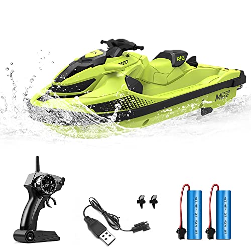 OBEST 2,4GHZ RC Motorboot, Ferngesteuertes Boot Wasserdichtem Speedboat, RC Rennboote mit 2 wiederaufladbaren Batterien, Alarm bei schwacher Batterie, High Speed RC Schiff, RC Boot für Kinder von OBEST