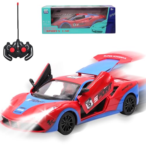 OBEST Ferngesteuertes Drift Auto, Maßstab 1:16 RC Rennenauto mit LED-Leuchten, Offiziell Casting Auto Modell, 5 Kanäle Simuliertes Spielzeugauto DREI Türöffnung mit EIN klick, Car Geschenk für Kinder von OBEST