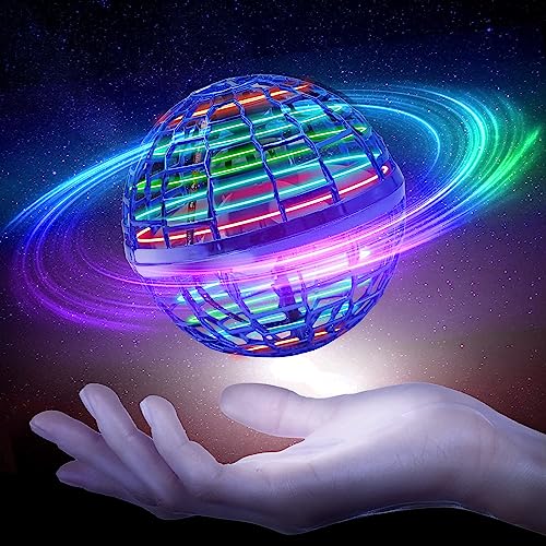 OBEST Fliegender Ball Spielzeug, Hover Ball mit 360°Rotierenden, Flying Ball LED-Leuchten Hoverball, Fliegender Spinner für Kinder Erwachsene Indoor Outdoor, Blau von OBEST