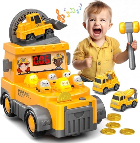 OBEST Kinder Whack Spiel, Engineering Bauwagen Spielzeug, Mini elektronische Spielmaschine mit BAU Bumerang, 3-8 Jahre alt Jungen und Mädchen interaktive Puzzle-Spielzeug von OBEST