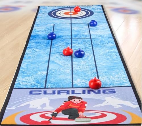 OBEST Mini Tisch Curling Spiel,Tischhockey Schlachtspiel,Shuffleboard Tragbare Faltbare Spielunterlage,Haus, Büro,Partytisch Familienspiel von OBEST