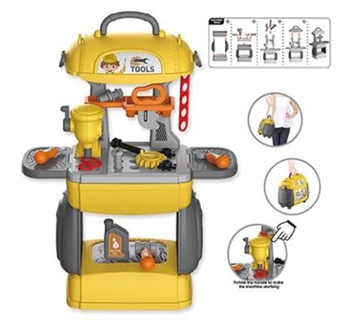 OBEST Werkzeugkoffer Kinder Werkzeug Spielzeug Werkzeugkasten mit Elektrische Bohrmaschine, Geburtstagsgeschenke für Jungen und Mädchen von OBEST