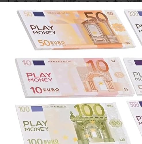 180 Blätter Spielgeld Euro Scheine Und Münzen Originalgröße, Spielgeld Kinder Geldscheine Euro Wie Echt, Prop Money Euro Real Size, Falsche Geldscheine Falschgeld 6 Verschiedene Werte für Handelsszene von OBYJCA