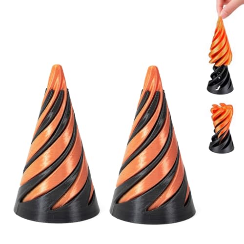 2 Stück Spiral Cone Fidget Toy, 3D Gedruckte The Impossible Cone Pyramid Spirale Spielzeug, Funny Passthrough Pyramid Sculpture, Stress Abbauen Fidget Toy für Kinder Und Erwachsene von OBYJCA