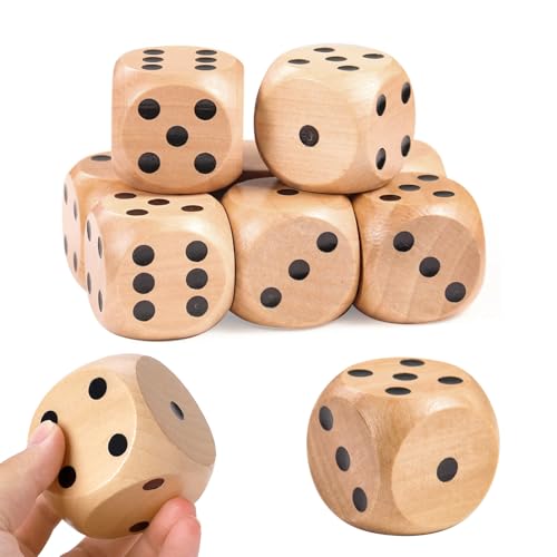 OBYJCA 12 Stück 30 Mm Holzwürfel, Natur Holz Spielwürfel Groß, Holzwürfel Groß, Dice für Brettspiele Zuhause Partyspiel, Farbwürfel, Großer Würfel, Würfel Holz, Würfelspiel Würfel Holz von OBYJCA