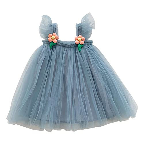 OBiQuzz Kleinkind Fliegen Ärmel Einfarbig Tüll Kleid Tanzparty Prinzessin Kleider Kleidung Schütze Bücher (Light Blue, 2-3 Years) von OBiQuzz