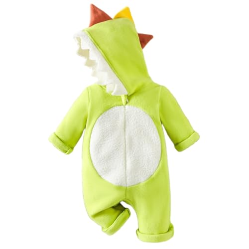 OBiQuzz und Mädchen Baby süße Dinosaurier Form Plüsch Langarm Overall Halloween Kostüm Baby 56 (Green, 0-3 Months) von OBiQuzz