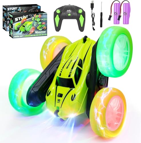 ODAPTO Ferngesteuertes Auto Crawler für Mädchen 6-12+ Jahre, RC Spielzeugauto mit LED Licht, 2.4Ghz 4WD, 360° Flip, inkl. 2 Aufladbaren Batterien（Grün） von ODAPTO