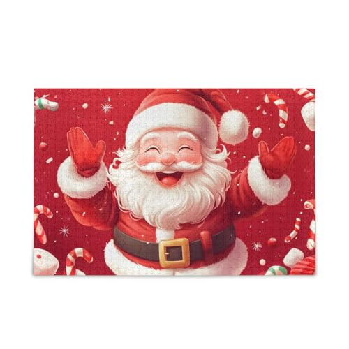 1000 Teile Jigsaw Puzzle Jolly Christmas Santa DIY Geschenk Jigsaw Puzzles mit Mesh Aufbewahrungstasche Spaß Familie Aktivität von ODAWA